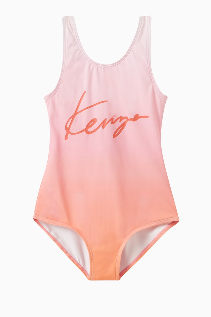 

Logo Print One-piece Swimsuit in Technical Fabric, Multicolour