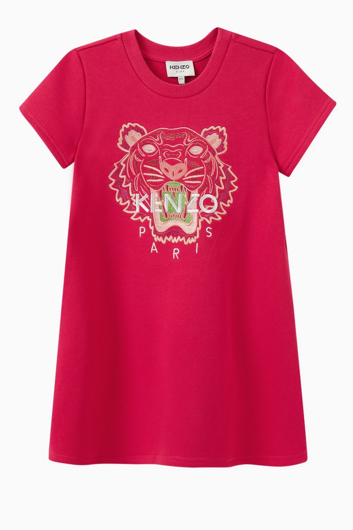 

Tiger-print T-shirt Dress in Cotton, Pink