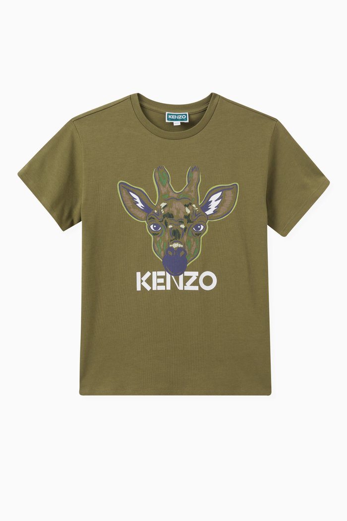 

Giraffe Print T-shirt in Cotton, Green