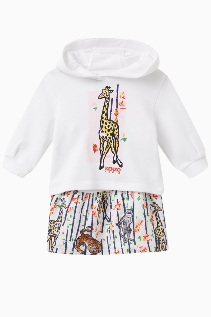 

Giraffe-print Hoodie & Dress Set, White