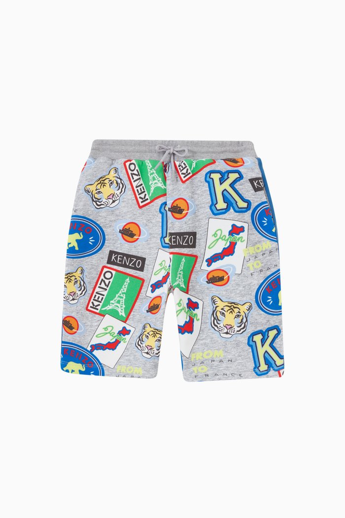 

Printed Shorts in Cotton, Grey