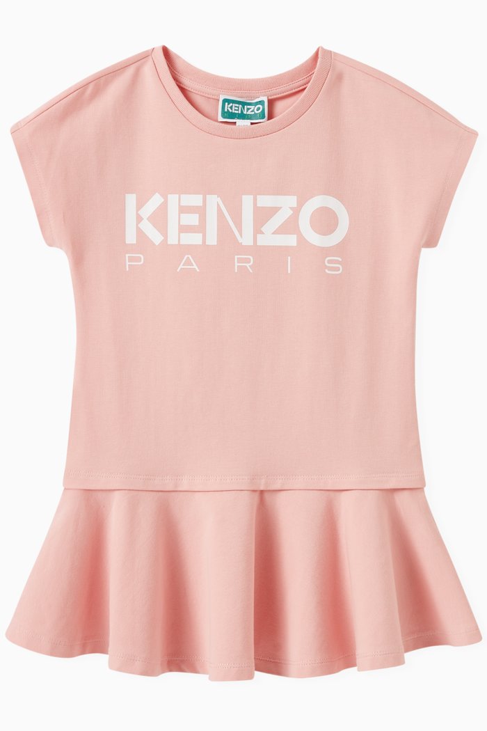 

Logo Print Dress in Cotton, Pink