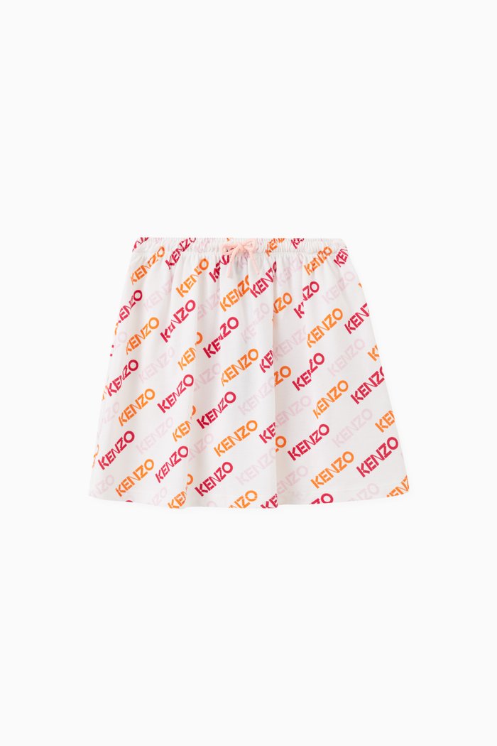 

Logo Print Skirt in Cotton, White