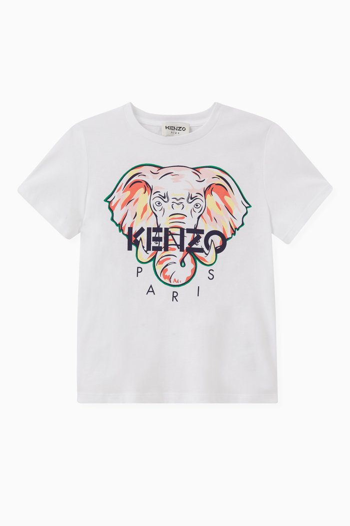 

Elephant Print T-shirt in Cotton, White