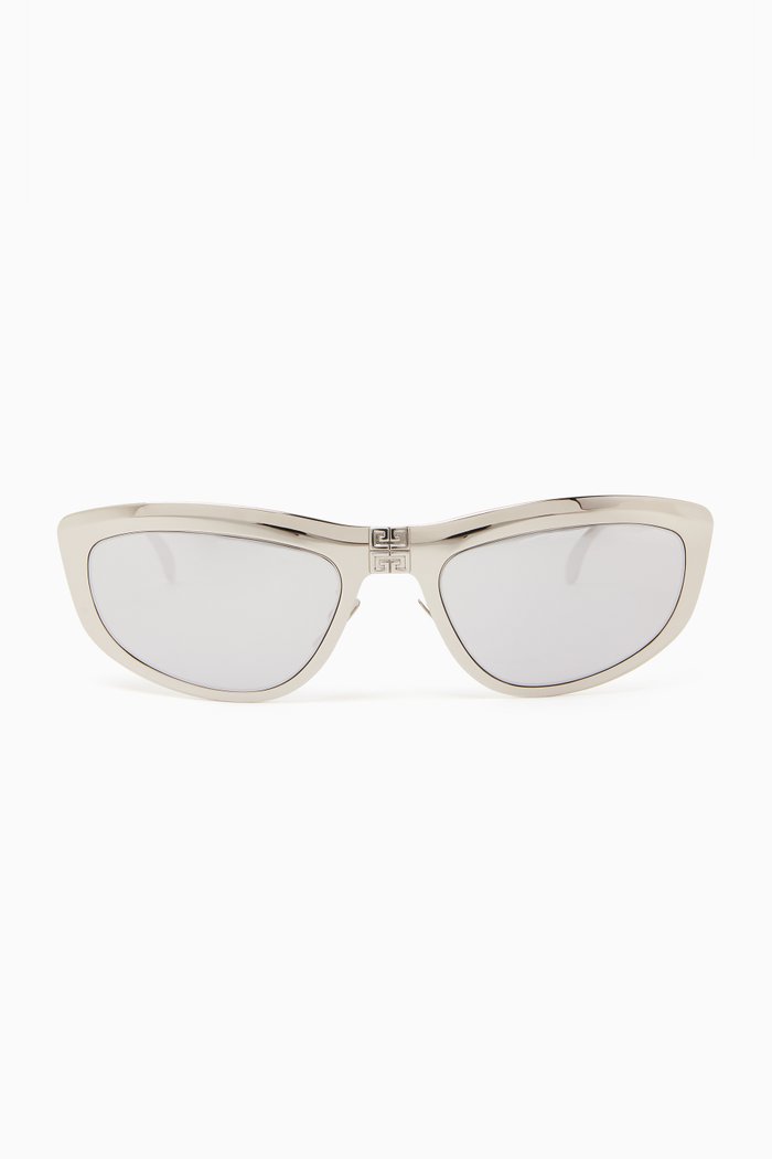 Cat-eye Foldable Sunglasses in Metal, Silver
