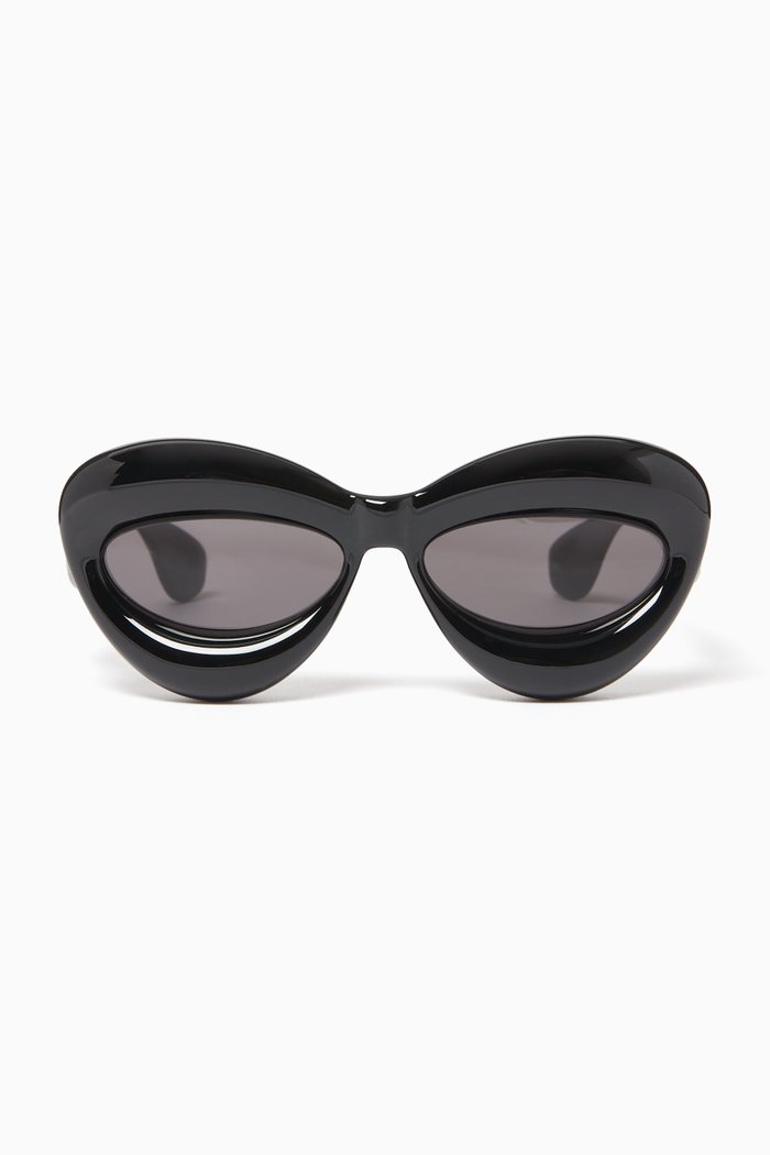 

Inflated Cateye Sunglasses in Acetate, Black