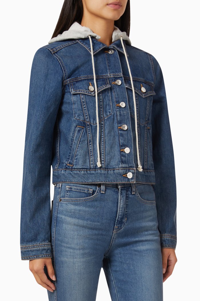 Cara Cropped Jacket in Denim, Blue