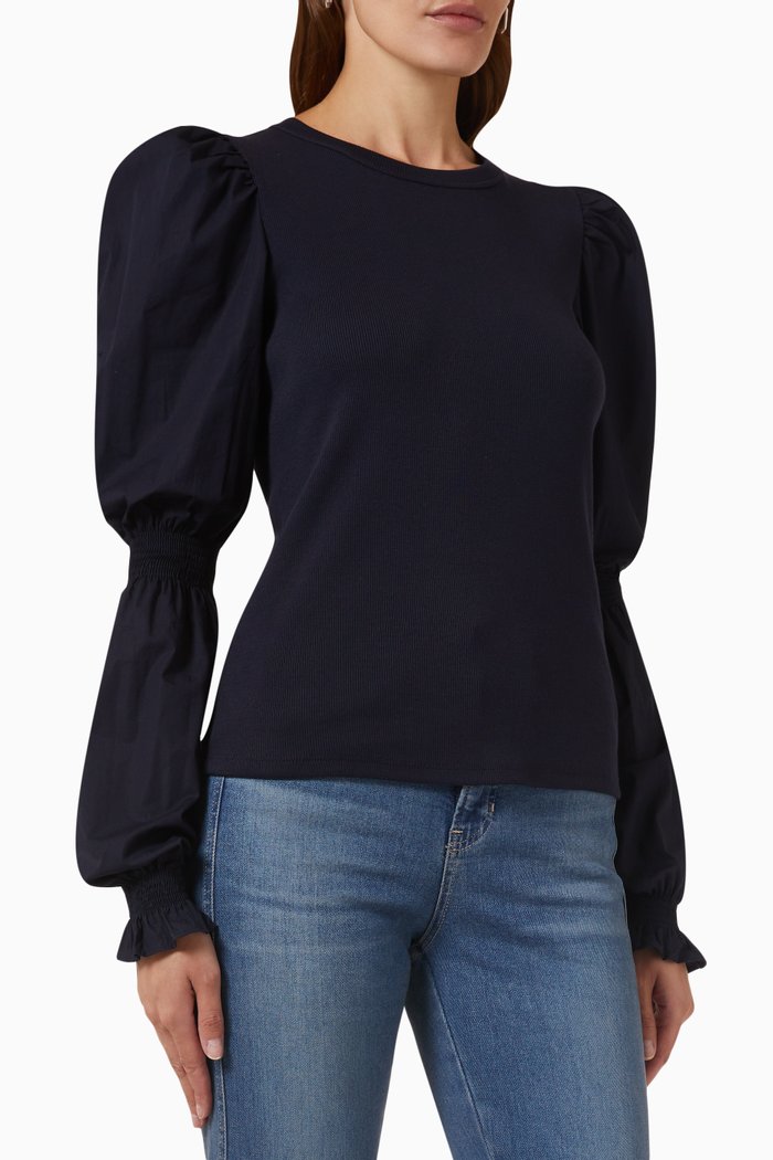

Fawn Top in Cotton Poplin, Blue