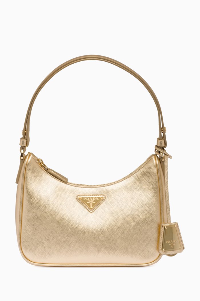 

Mini Shoulder Bag in Saffiano Leather, Gold