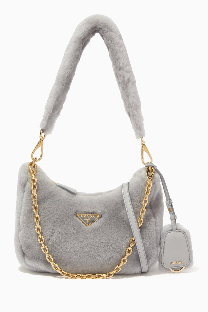 

Mini Shoulder Bag in Sheepskin, Grey