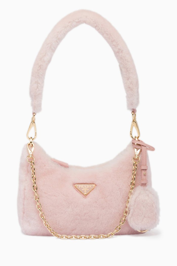 

Mini Shoulder Bag in Sheepskin, Pink