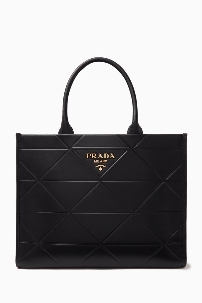 

Topstitching Large Tote Bag in Leather, Black