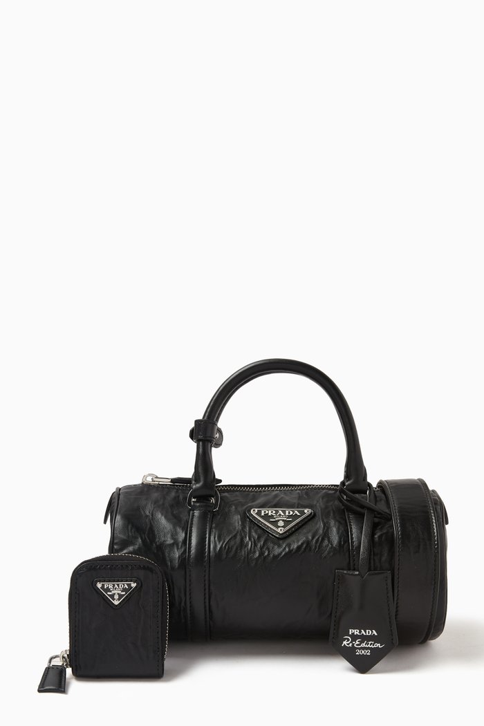 

Small Handbag in Crumpled Nappa Leather, Black