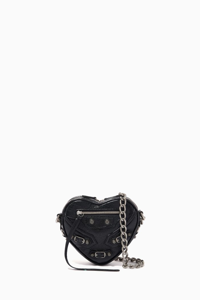 

Mini Le Cagole Heart Shoulder Bag in Leather, Black