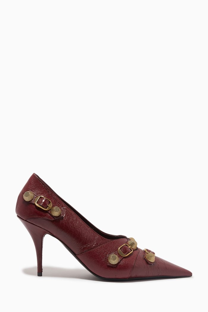

Cagole Pumps in Textured Leather, Burgundy