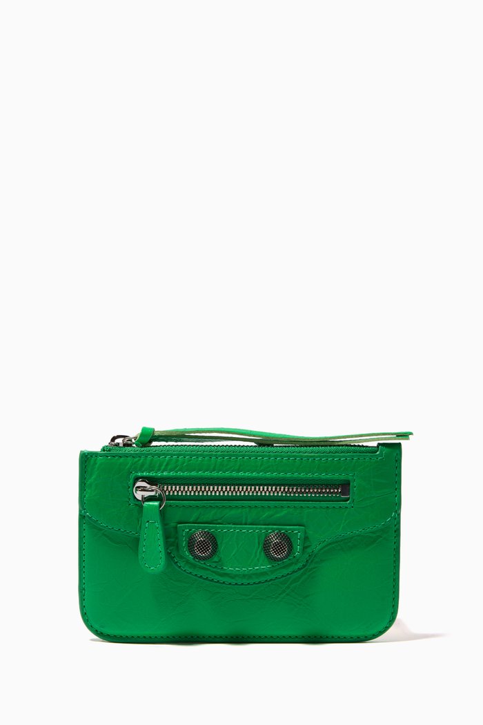 

Le Cagole Long Coin & Card Holder in Arena Lambskin, Green