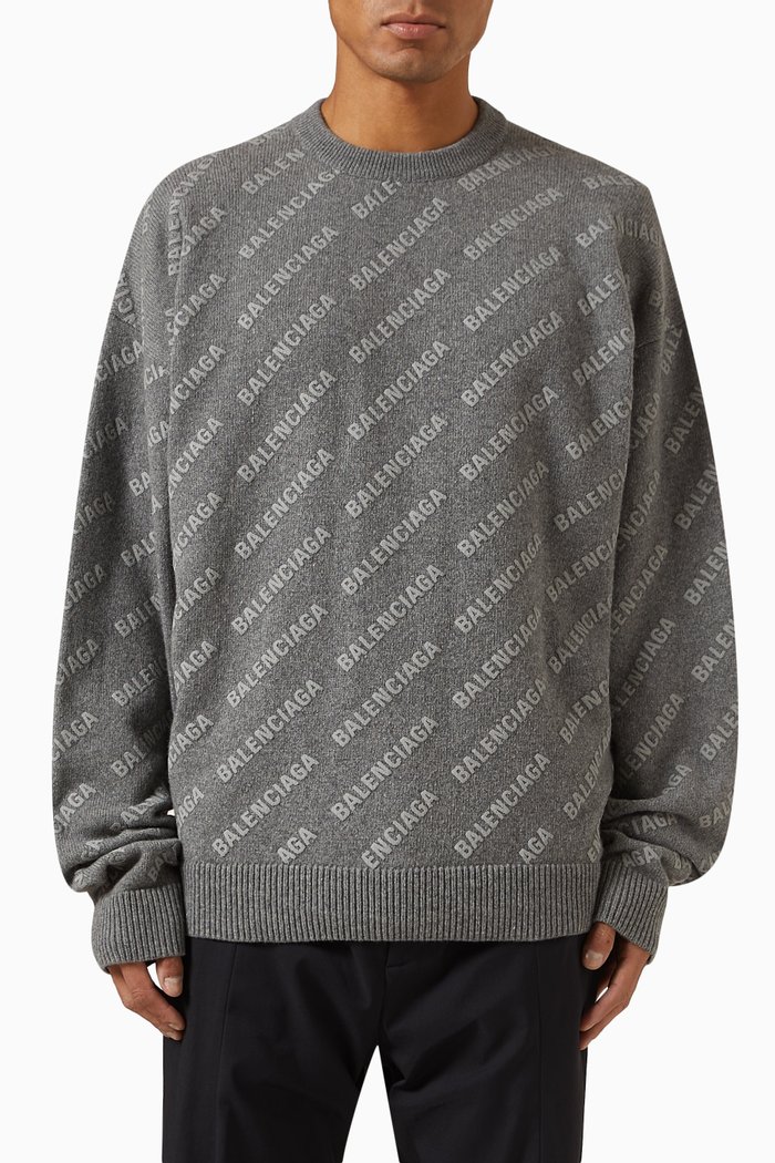 

Logo Sweater in Cashmere Knit, Grey