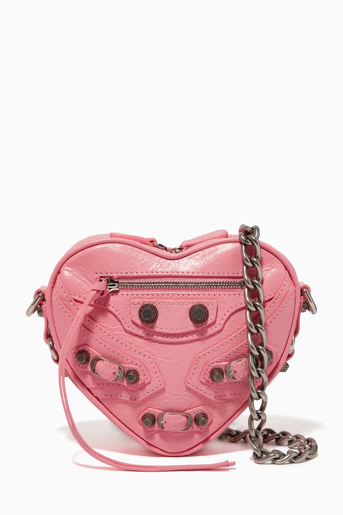 

Mini Le Cagole Heart Shoulder Bag in Leather, Pink