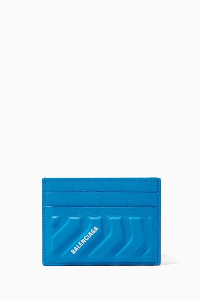 

Car Card Holder in Grained Calfskin, Blue