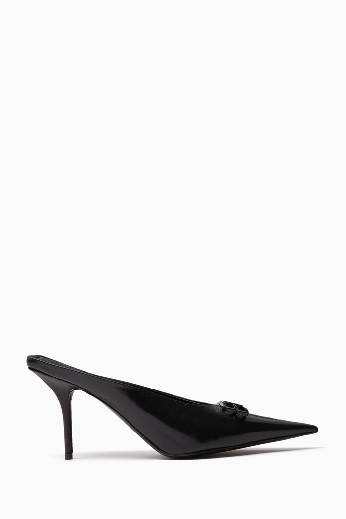 

Square Knife BB 80 Mules in Leather, Black