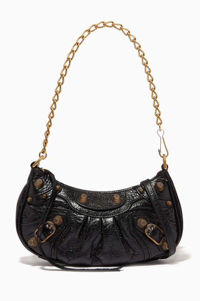 

Mini Le Cagole Shoulder Bag in Leather, Black