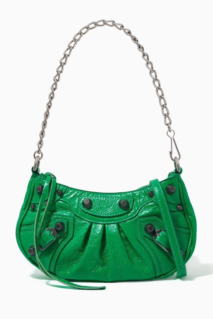 

Mini Le Cagole Shoulder Bag in Leather, Green