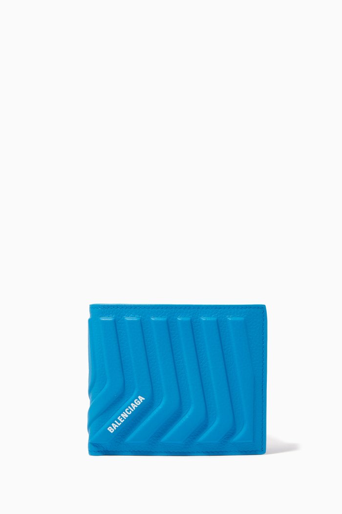 

Cash Square Folded Wallet in Leather, Blue