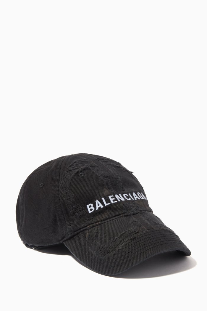 

Logo Destroyed Cap in Denim, Black