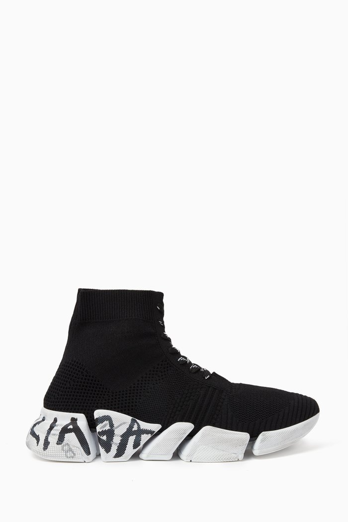 

Speed 2.0 Graffiti Lace-up Sneakers in Recycled Knit, Black