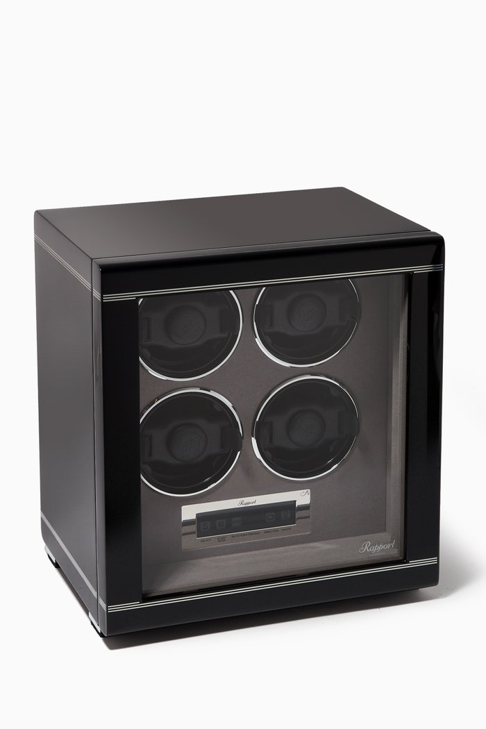 

Quad Watch Winder Case in Leather, Black