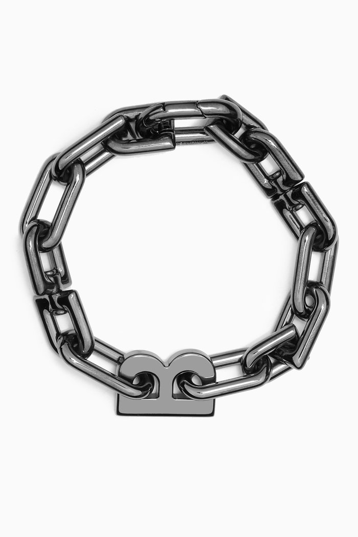 

B Chain Bracelet in Brass, Silver