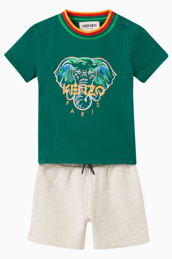 

Elephant T-shirt and Shorts Set in CottonC, Green
