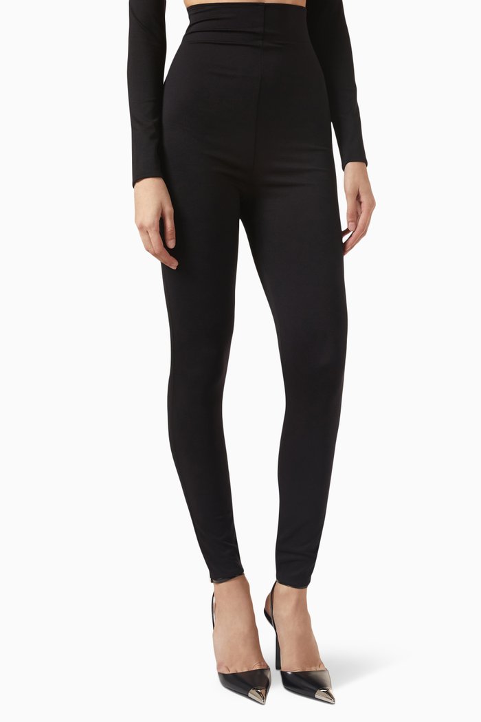 

High-rise Logo Pants in Stretch-jersey, Black