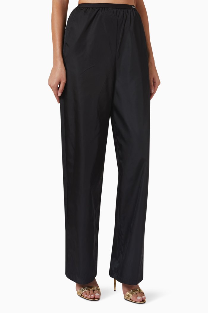 

Logo Wide-leg Pants in Re-nylon, Black