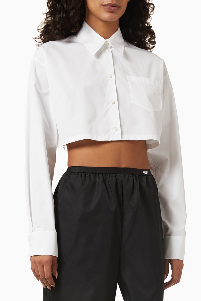 

Crop Shirt in Cotton-poplin, White
