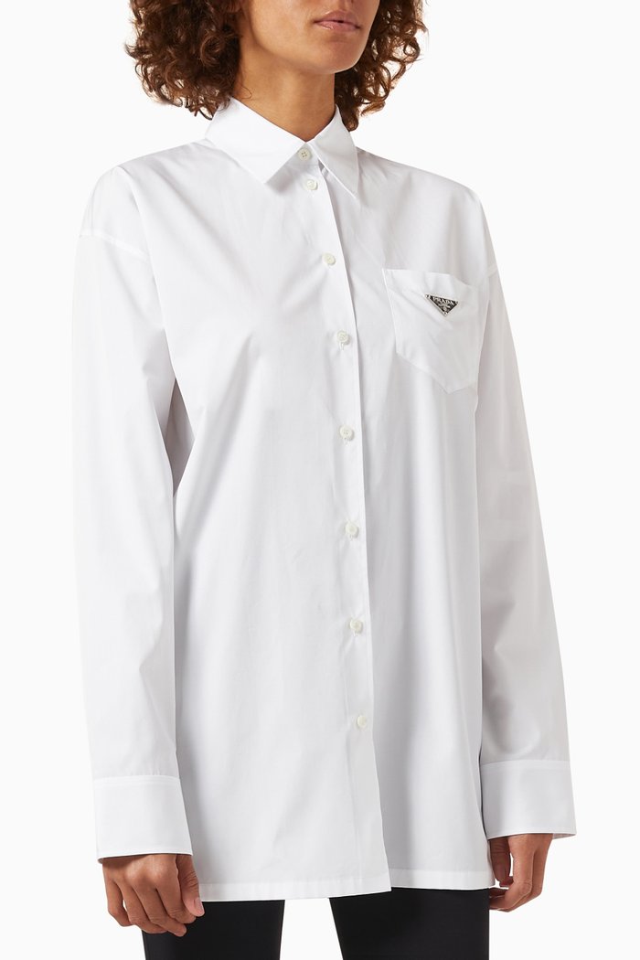

Logo Patch-pocket Shirt in Cotton-poplin, White