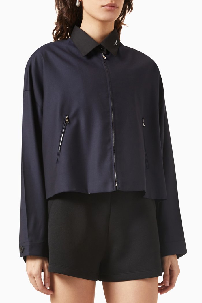 

Batavia Zip-front Jacket in Wool, Blue
