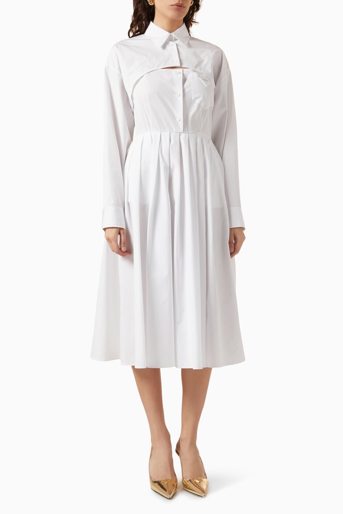 

2-in-1 Midi Dress in Cotton-poplin, White