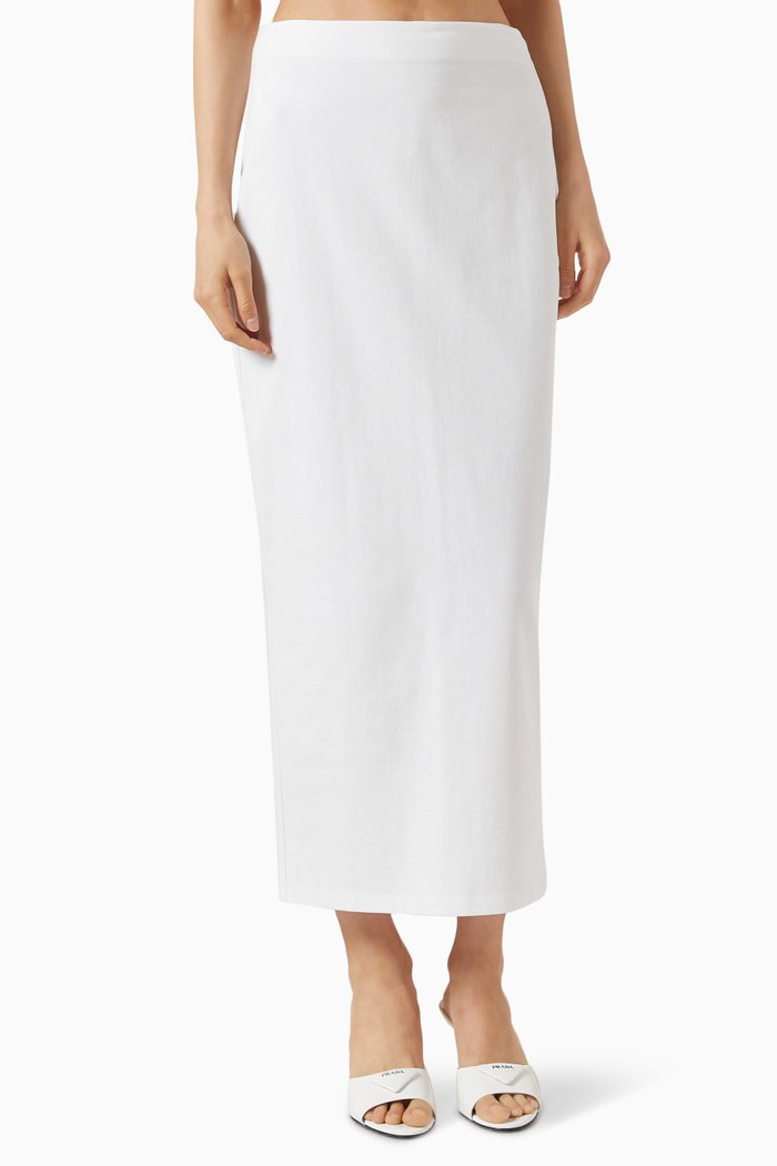 

Triangle Logo Midi Skirt in Cotton-jersey, White