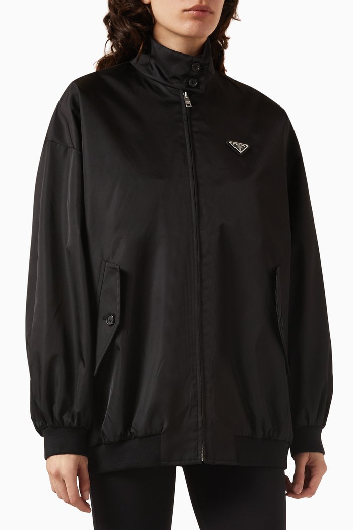 

Logo Oversized Blouson Jacket in Re-nylon, Black