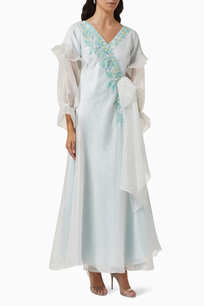 

Bloom Maxi Wrap Dress in Organza, Green