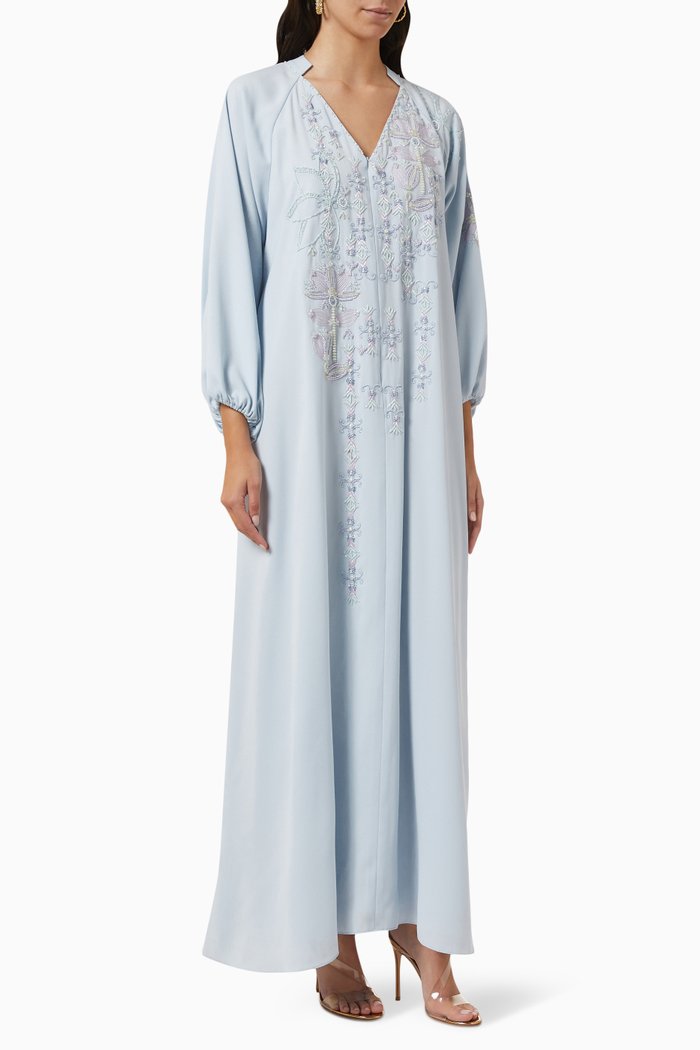 

Embellished Maxi Kaftan in Crepe, Blue
