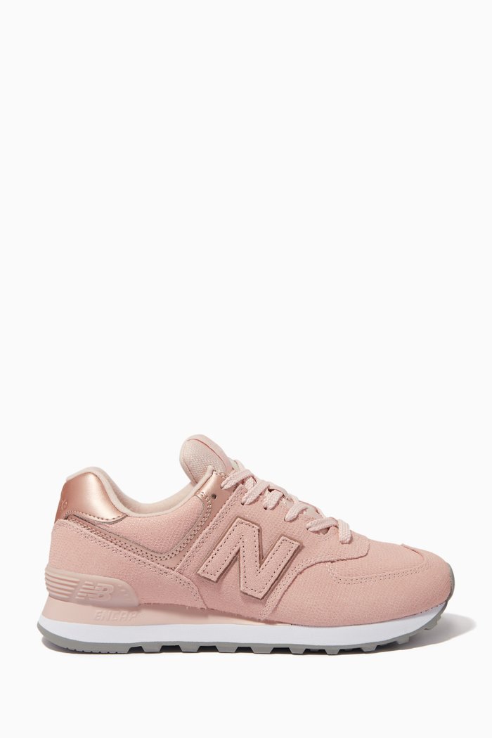 

574 Low-top Sneakers in Suede & Mesh, Pink