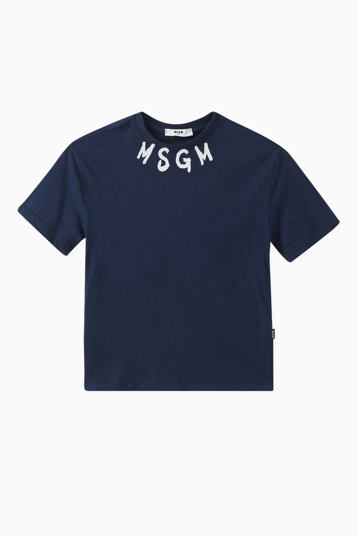 

Logo Neckline T-shirt in Cotton, Blue