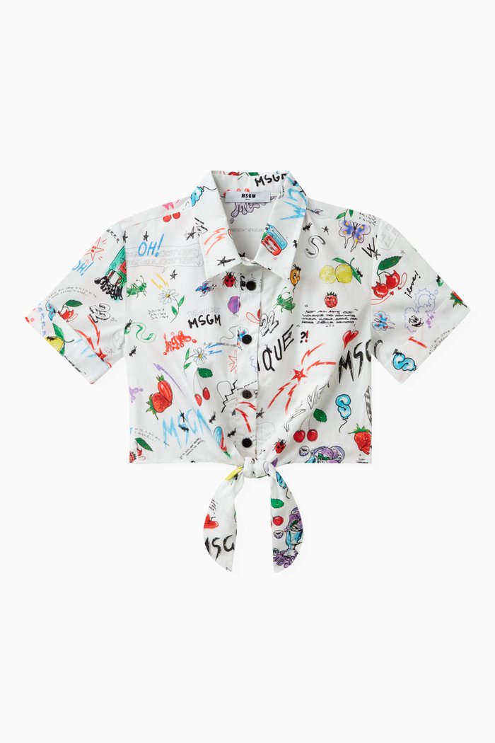 

Knot Printed Shirt in Cotton, White