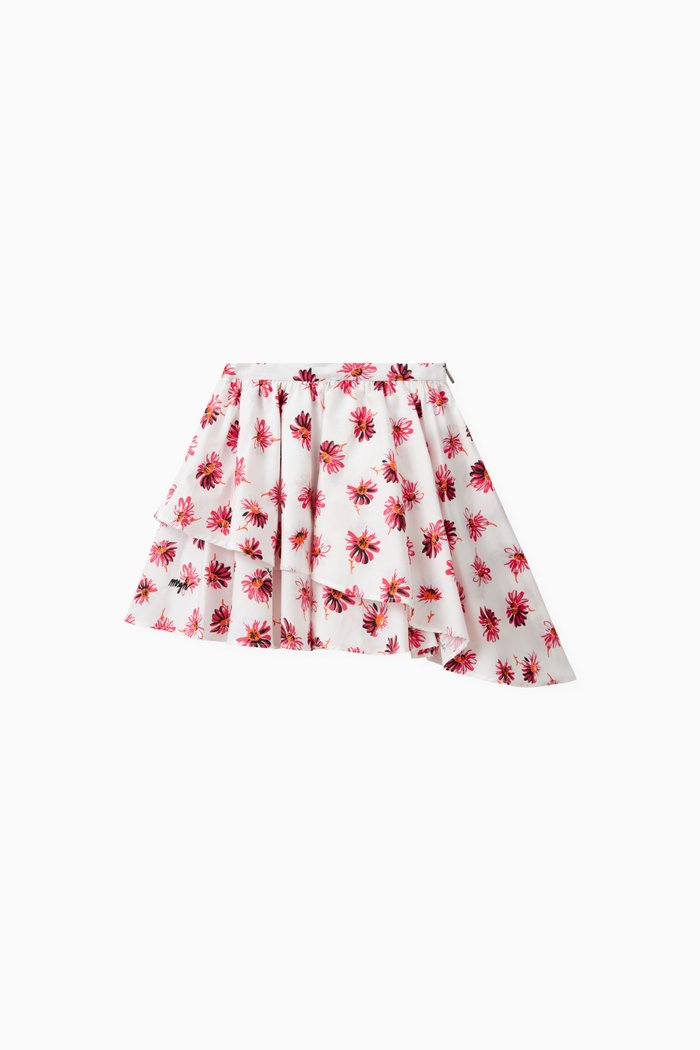

Floral Asymmetrical Skirt in Cotton, Multicolour