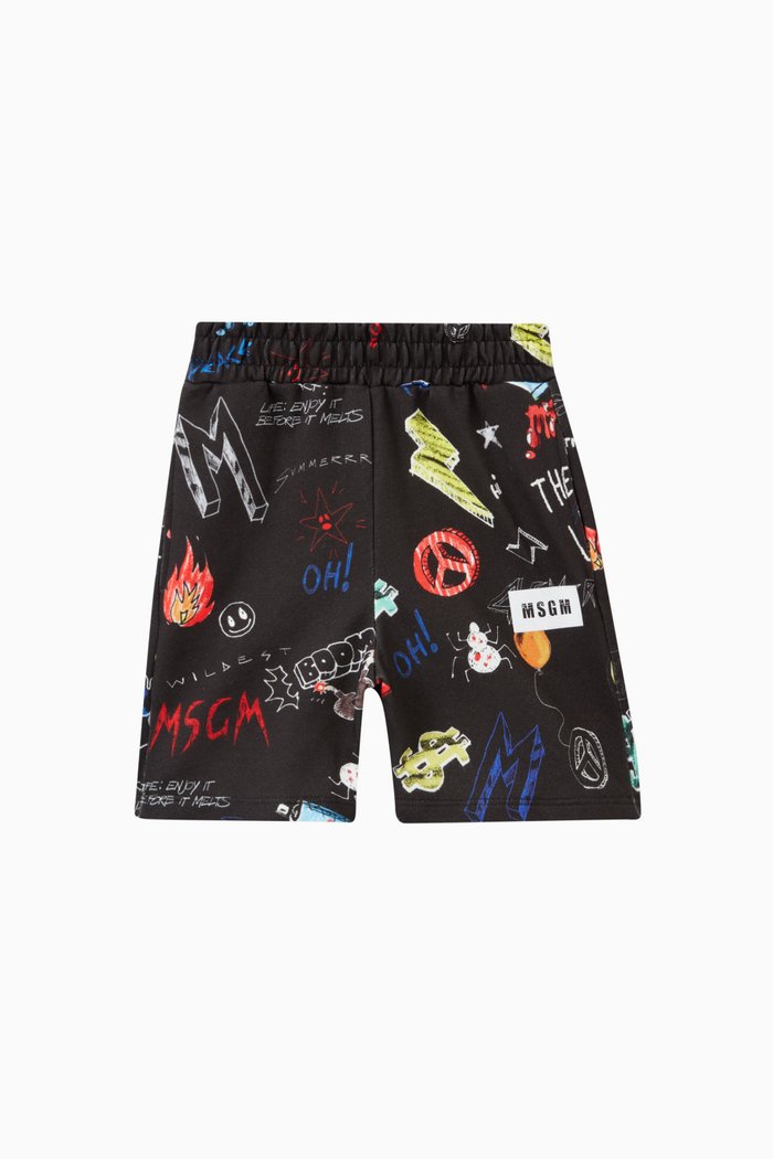 

Graphic Logo Shorts in Cotton, Black