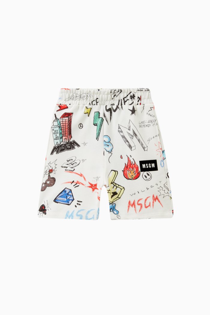 

Graphic Logo Shorts in Cotton, White