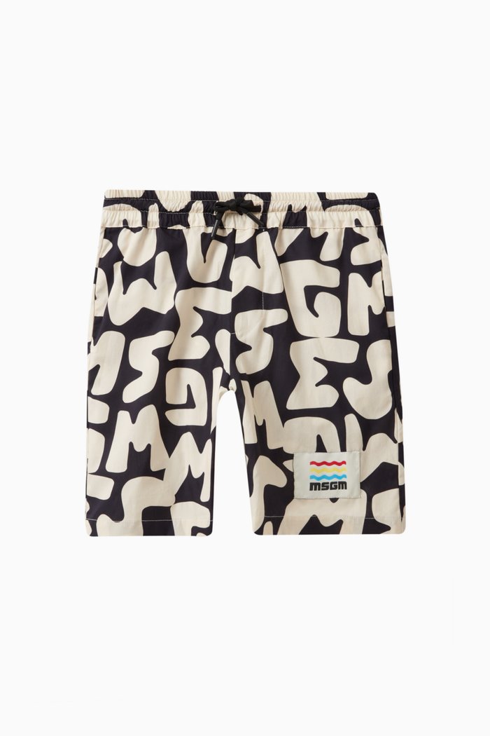 

All-over Logo Print Shorts in Cotton, Black