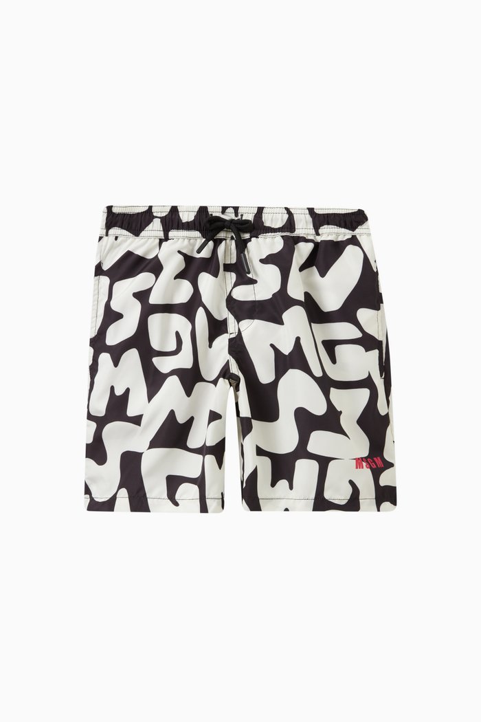 

Logo Print Swim Shorts, Black